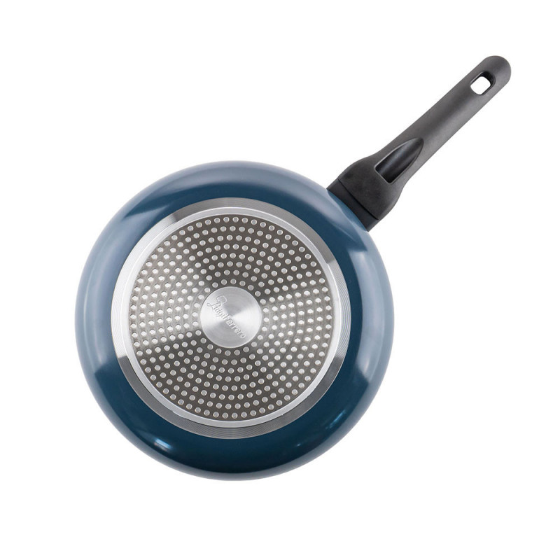 Tigaie adanca cu capac Luigi Ferrero Prima FR-2634L, 26x7.5 cm, 3.4 L, Acoperire antiaderenta cu efect de marmura, Capac sticla, Inductie, Albastru inchis