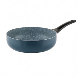 Tigaie adanca cu capac Luigi Ferrero Prima FR-2634L, 26x7.5 cm, 3.4 L, Acoperire antiaderenta cu efect de marmura, Capac sticla, Inductie, Albastru inchis