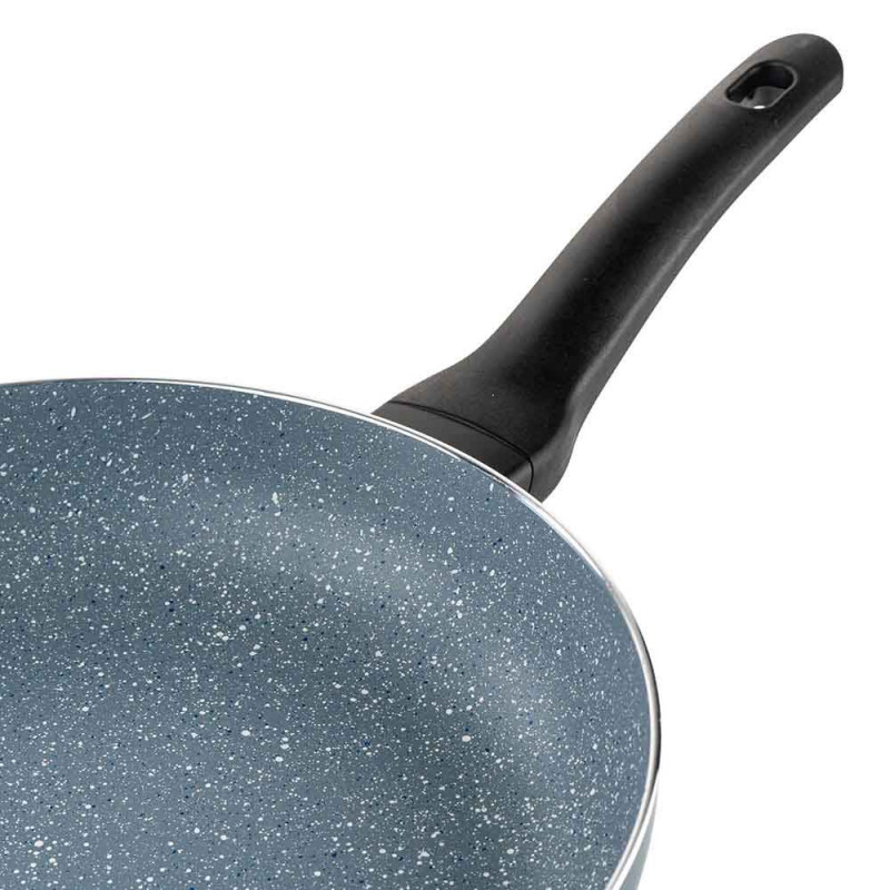 Luigi Ferrero Prima FR-3033 wok, 30x9 cm, Acoperire antiaderentă cu efect de marmură, Inducție, Albastru închis