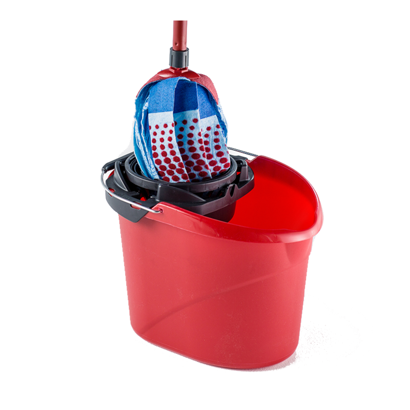 Set de curățat podele Vileda Super Mocio, 3 bucăți, 10 l, mecanism de scurgere, roșu