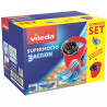 Set de curățat podele Vileda Super Mocio, 3 bucăți, 10 l, mecanism de scurgere, roșu