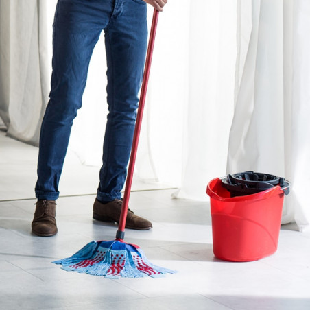 Set de curățat podele Vileda Super Mocio, 3 bucăți, 10 l, mecanism de scurgere, roșu