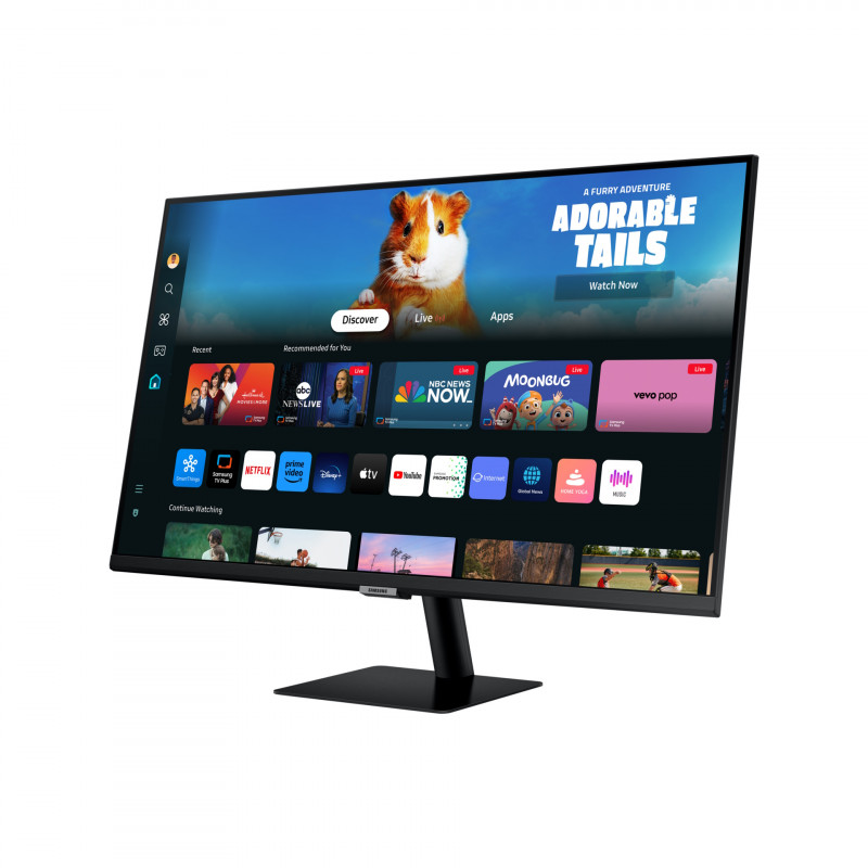 Monitor inteligent Samsung M50D LS27DM500EUXEN, 27", 68 cm, 1920x1080 Full HD, 60 Hz, clasa G, control vocal Bixby, Smart Hub, spațiu de lucru, Tizen OS, Wi-Fi, Bluetooth, negru
