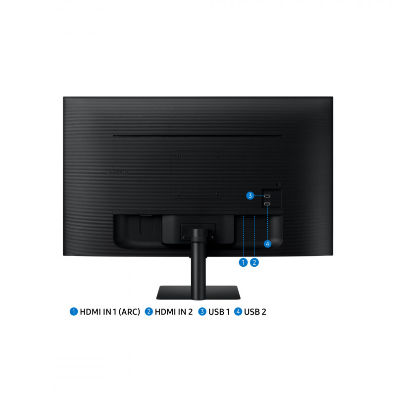 Monitor inteligent Samsung M50D LS27DM500EUXEN, 27", 68 cm, 1920x1080 Full HD, 60 Hz, clasa G, control vocal Bixby, Smart Hub, spațiu de lucru, Tizen OS, Wi-Fi, Bluetooth, negru