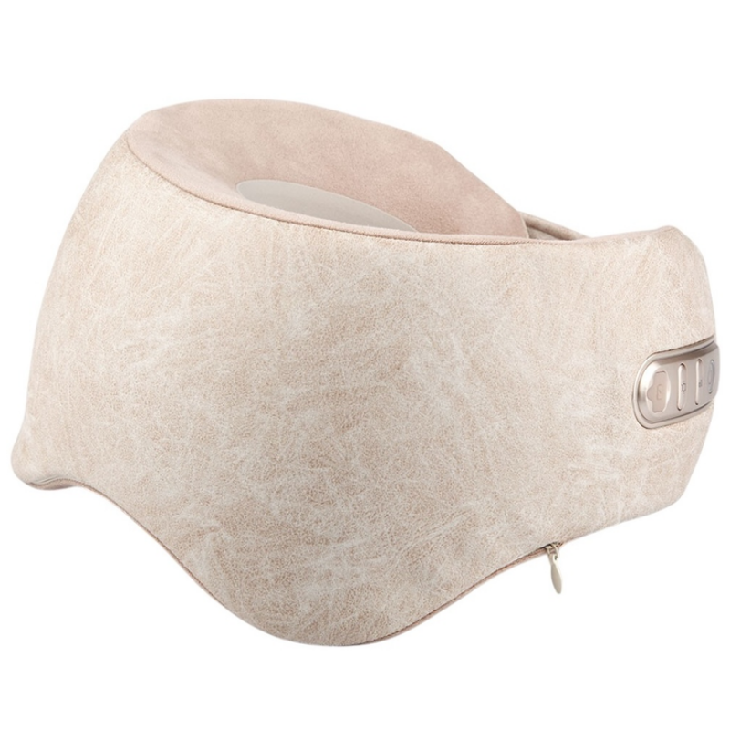 Aparat masaj pentru gat Medivon Calm, Masaj 3D, 38-42°C, 2 moduri, Spuma memory, Husa lavabila, Memento-uri vocale, Bej