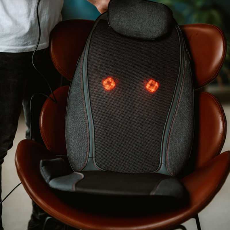 Aparat de masaj tip husa pentru scaun Medivon Cosy Shiatsu, 18W, Shiatsu, Vibromasaj, 5 moduri, 3 vibratii, Incalzire, Timer, Telecomandă, Gri