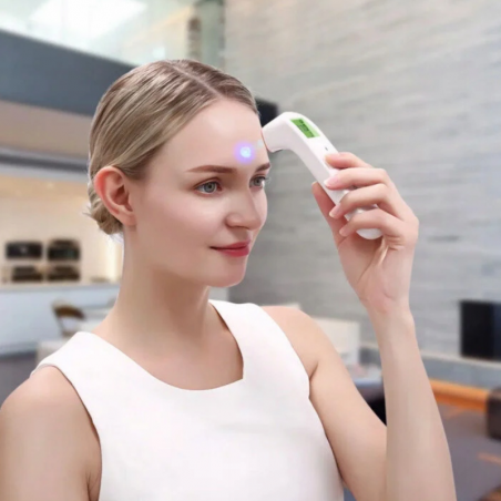 Termometru digital de frunte Medivon Timi Smart Verona, Infrarosu, Pentru copii, Masurare pentru 1 sec., Memorie, Indicatie color, LCD, Sunet, Laser, Alb