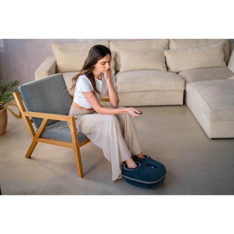 Masaj pentru picioare Medivon Artemis 2in1, 30W, 3 viteze, 3 niveluri, încălzire, cronometru, telecomandă, funcționare silențioasă, albastru