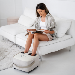 Masaj pentru picioare Medivon Atlantis, Shiatsu, vacuum, 8 capete, 3 moduri, încălzire, telecomandă, bej