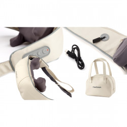 Masaj pentru gât Medivon Sooth, 6 capete 3D, 3 niveluri, încălzire, anticelulită, USB, bej