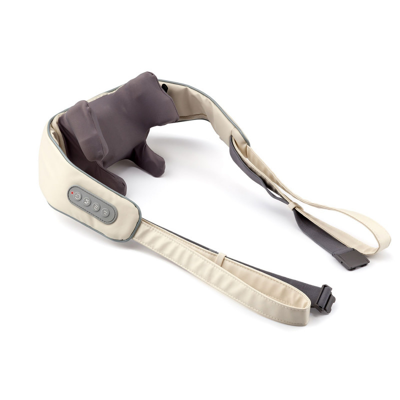 Masaj pentru gât Medivon Sooth, 6 capete 3D, 3 niveluri, încălzire, anticelulită, USB, bej