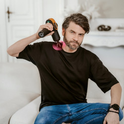 Pistol de masaj Medivon Gun Vital, 18W, Perkusionen / masaj cu vibrații, 6 masaje, Zagryavane, drenaj limfatic, Stagane, Negru / portocaliu