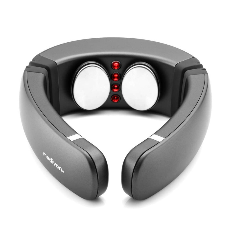 Medivon Smart EMS Neck Massager, stimulare electromusculară, reglabil 3D, 4 moduri, telecomandă, încălzire, cronometru, negru