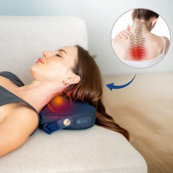 Pernă de masaj Medivon Polaris, 2 moduri, 2 capete, Încălzire, Masaj shiatsu bidirecțional, USB-C, Albastru închis