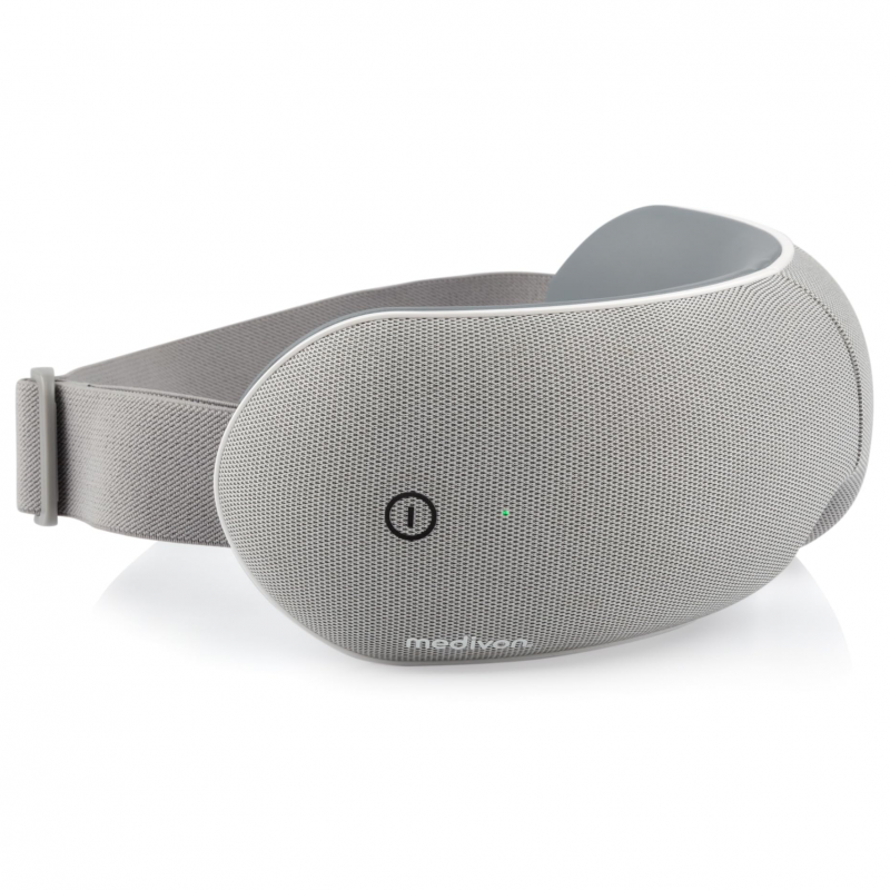 Masaj pentru ochi Medivon Horizon VISION, Compresie caldă, Vibrații, Ameliorează oboseala și tensiunea, Bluetooth, Sunete relaxante, Gri