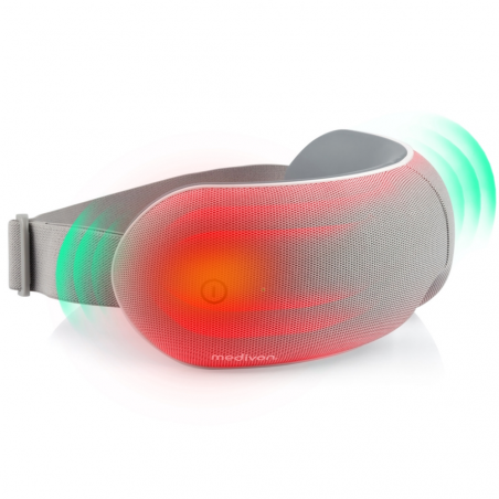 Masaj pentru ochi Medivon Horizon VISION, Compresie caldă, Vibrații, Ameliorează oboseala și tensiunea, Bluetooth, Sunete relaxante, Gri