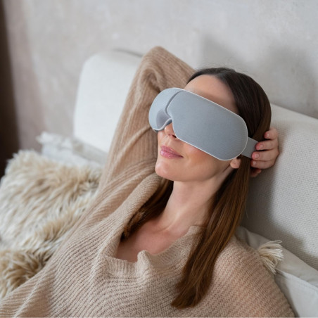 Masaj pentru ochi Medivon Horizon VISION, Compresie caldă, Vibrații, Ameliorează oboseala și tensiunea, Bluetooth, Sunete relaxante, Gri