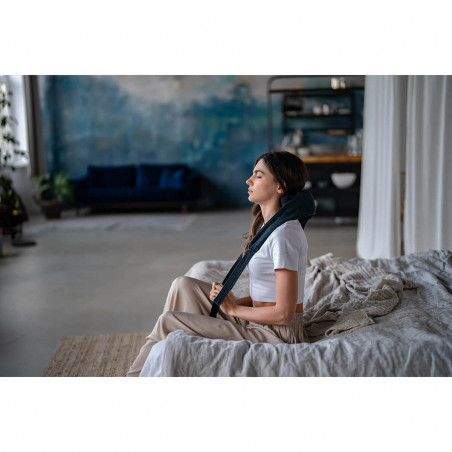 Aparat masj pentru gat Medivon Hyperion, Shiatsu, 2 viteze, Incalzire cu infrarosu, Ajută circulatia si regenerarea sangelui, Albastru inchis