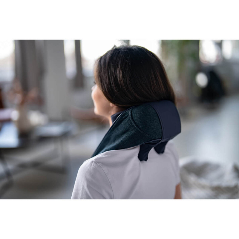 Aparat masj pentru gat Medivon Hyperion, Shiatsu, 2 viteze, Incalzire cu infrarosu, Ajută circulatia si regenerarea sangelui, Albastru inchis