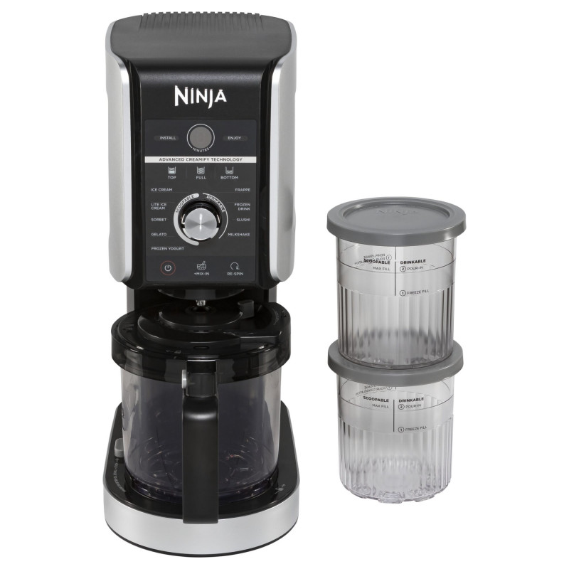 Ninja Creami Deluxe mașină de înghețată NC502EU, 800W, 10 programe, 2 recipiente 709 ml, CREAMify, Negru