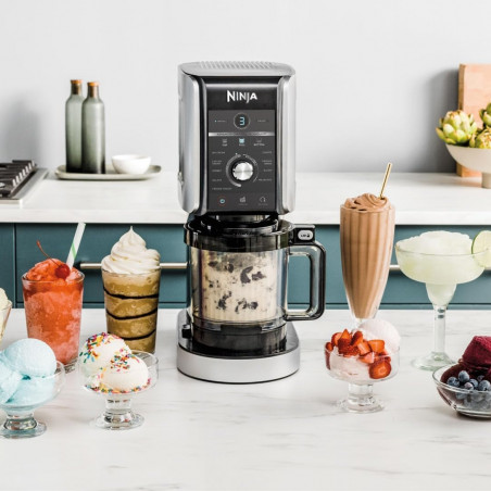 Ninja Creami Deluxe mașină de înghețată NC502EU, 800W, 10 programe, 2 recipiente 709 ml, CREAMify, Negru