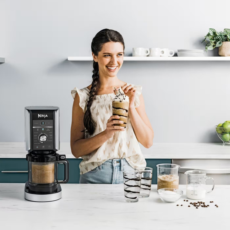 Ninja Creami Deluxe mașină de înghețată NC502EU, 800W, 10 programe, 2 recipiente 709 ml, CREAMify, Negru