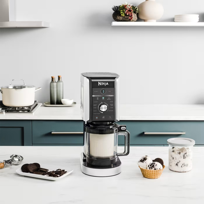 Ninja Creami Deluxe mașină de înghețată NC502EU, 800W, 10 programe, 2 recipiente 709 ml, CREAMify, Negru