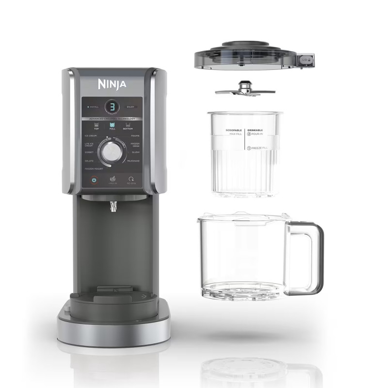Ninja Creami Deluxe mașină de înghețată NC502EU, 800W, 10 programe, 2 recipiente 709 ml, CREAMify, Negru