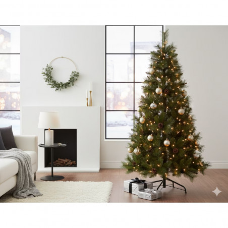 Brad artificial Everlands Norwich Pine, 150 cm, 446 ramuri, Suport metalic, Verde