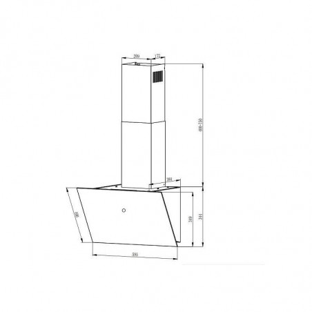 Hotа decorativa incorporabila Crown CV13K60BL, Clasa A++, 594 m³/h, 3 trepte, Control prin gesturi, LED, Negru