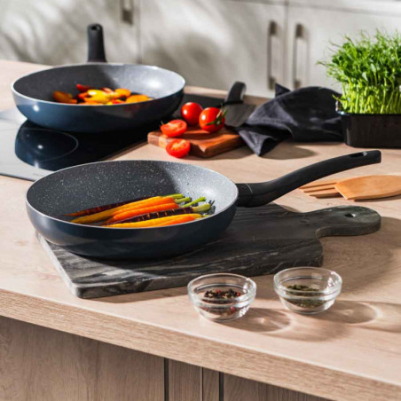 Tigaie Luigi Ferrero Prima FR-2633, 26x5.3 cm, Acoperire antiaderentа cu efect de marmurа, Inducтie, Albastru închis