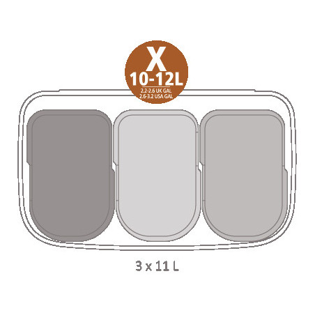 Coș Brabantia Bo Touch 651118, 3x11 l, Deschidere lină și silențioasă, Deschidere mare, Gri închis