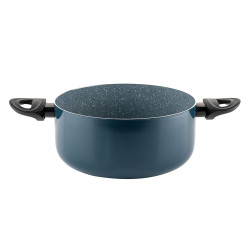 Cratita Luigi Ferrero Prima FR-2444, 24x11 cm, 4.5 l, Acoperire antiaderenta cu efect de marmura, Capac sticla, Inductie, Albastru