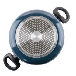 Cratita Luigi Ferrero Prima FR-2444, 24x11 cm, 4.5 l, Acoperire antiaderenta cu efect de marmura, Capac sticla, Inductie, Albastru