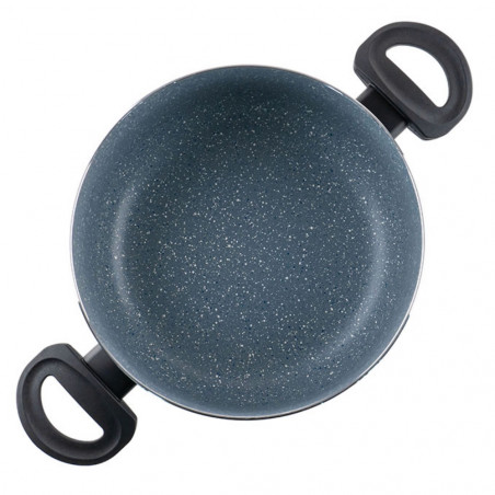 Cratita Luigi Ferrero Prima FR-2444, 24x11 cm, 4.5 l, Acoperire antiaderenta cu efect de marmura, Capac sticla, Inductie, Albastru