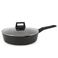 Tigaie adâncă Luigi Ferrero Rosso FR-2870, 28x7 cm, 3.6 l, Acoperire neaderentă, Cuvă turnată, Capac din sticlă, Inducție, Negru