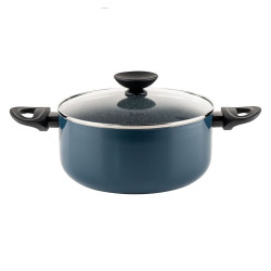 Cratita Luigi Ferrero Prima FR-2444, 24x11 cm, 4.5 l, Acoperire antiaderenta cu efect de marmura, Capac sticla, Inductie, Albastru