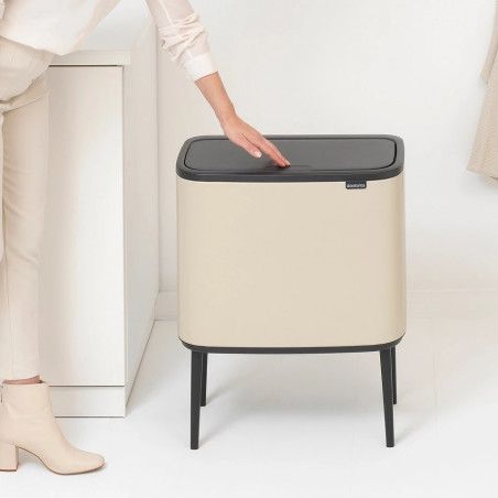 Coș Brabantia Bo Touch 1005546, 36 l, Deschidere lină și silențioasă, Deschidere mare, Bej