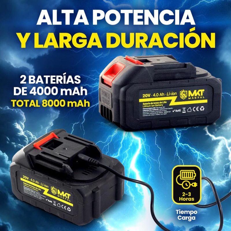 Set de șurubelniță cu baterie cu percuție Maktul MKT06-IMPACT, 450 W, 300 Nm, 2800/3500 rpm, 2x 4000 mAh, 20 V, albastru