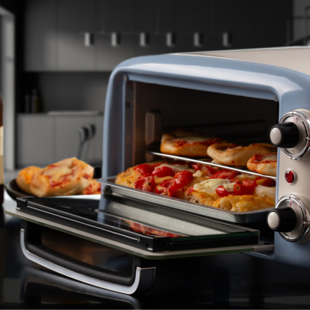 Cuptor electric Ariete VINTAGE 3919/05, 800W, 10 l, 3 moduri, Până la 230°C, Geam termopan dublu, Timer 60 min, Albastru