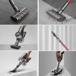 Aspirator vertical Dreame V11 VVN6, 450W, 150AW, 25000Pa, 125000 rpm, 0.5 l, 3 moduri, 90 min, OLED, HEPA, Indicatori, Gri/roșu