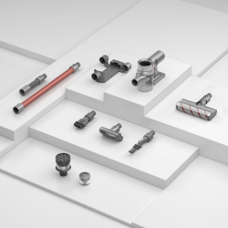 Aspirator vertical Dreame V11 VVN6, 450W, 150AW, 25000Pa, 125000 rpm, 0.5 l, 3 moduri, 90 min, OLED, HEPA, Indicatori, Gri/roșu