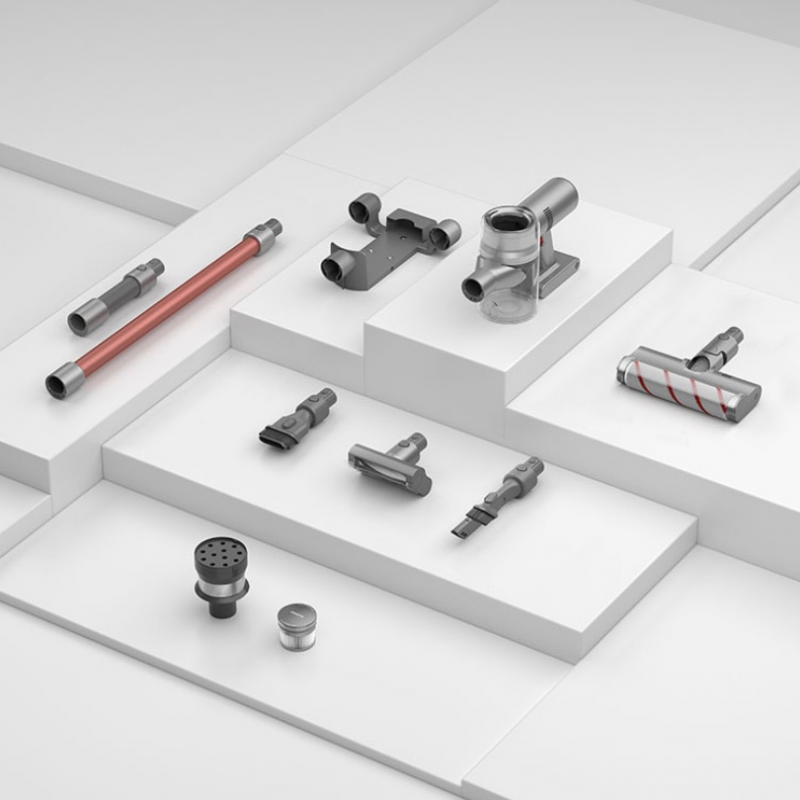 Aspirator vertical Dreame V11 VVN6, 450W, 150AW, 25000Pa, 125000 rpm, 0.5 l, 3 moduri, 90 min, OLED, HEPA, Indicatori, Gri/roșu