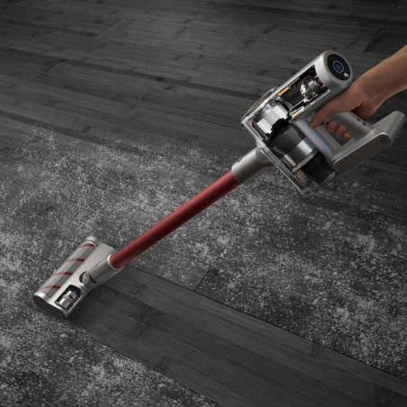 Aspirator vertical Dreame V11 VVN6, 450W, 150AW, 25000Pa, 125000 rpm, 0.5 l, 3 moduri, 90 min, OLED, HEPA, Indicatori, Gri/roșu