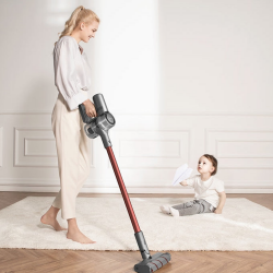 Aspirator vertical Dreame V11 VVN6, 450W, 150AW, 25000Pa, 125000 rpm, 0.5 l, 3 moduri, 90 min, OLED, HEPA, Indicatori, Gri/roșu