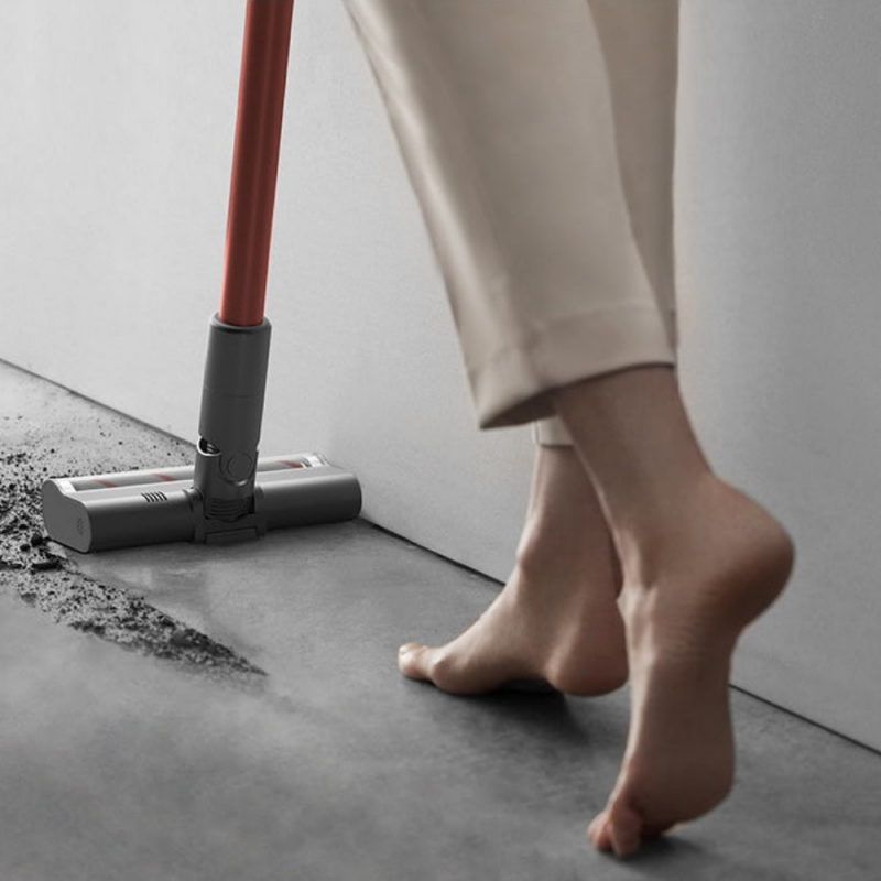 Aspirator vertical Dreame V11 VVN6, 450W, 150AW, 25000Pa, 125000 rpm, 0.5 l, 3 moduri, 90 min, OLED, HEPA, Indicatori, Gri/roșu