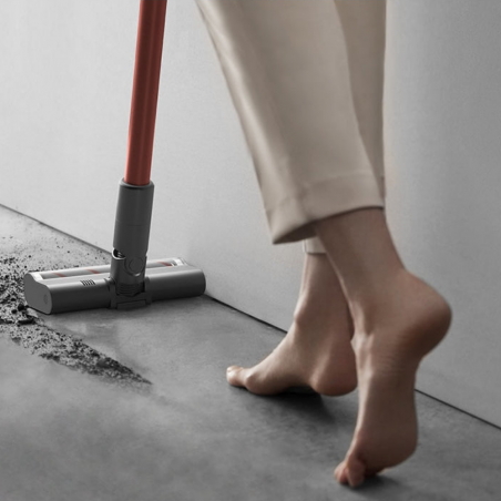 Aspirator vertical Dreame V11 VVN6, 450W, 150AW, 25000Pa, 125000 rpm, 0.5 l, 3 moduri, 90 min, OLED, HEPA, Indicatori, Gri/roșu