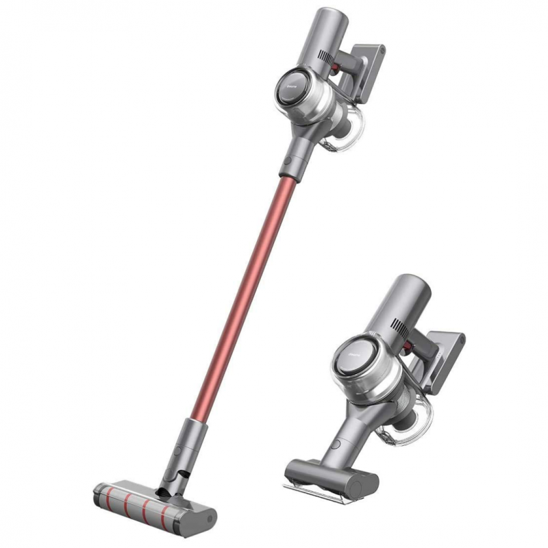 Aspirator vertical Dreame V11 VVN6, 450W, 150AW, 25000Pa, 125000 rpm, 0.5 l, 3 moduri, 90 min, OLED, HEPA, Indicatori, Gri/roșu