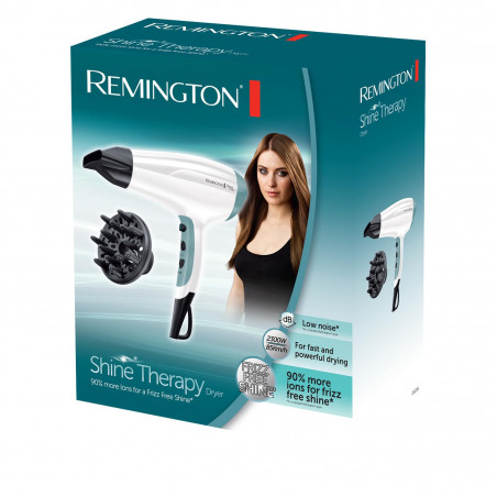 Uscator de par Remington D5216, 2300W, Functie de ionizare, 2 viteze, 3 temperaturi, Difuzor/concentrator, Alb