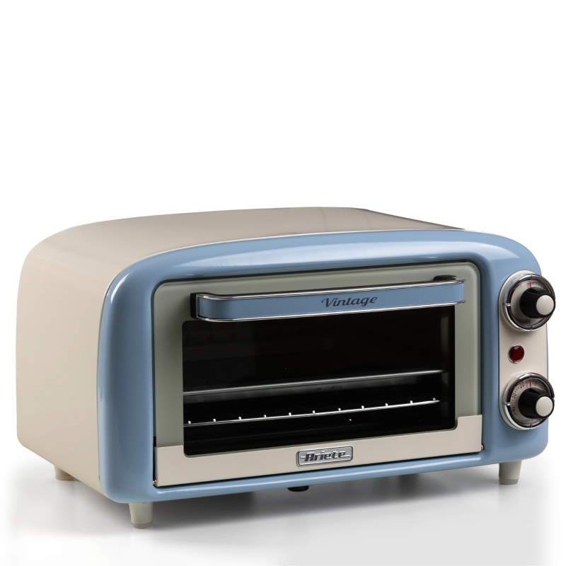 Cuptor electric Ariete VINTAGE 3919/05, 800W, 10 l, 3 moduri, Până la 230°C, Geam termopan dublu, Timer 60 min, Albastru